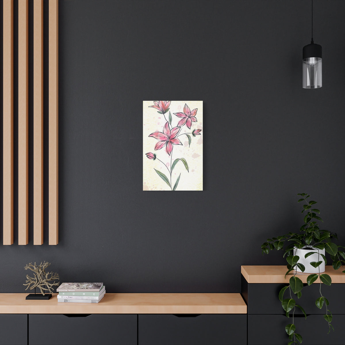 Matte Canvas, Stretched, 1.25" Tulips Pink Flowers
