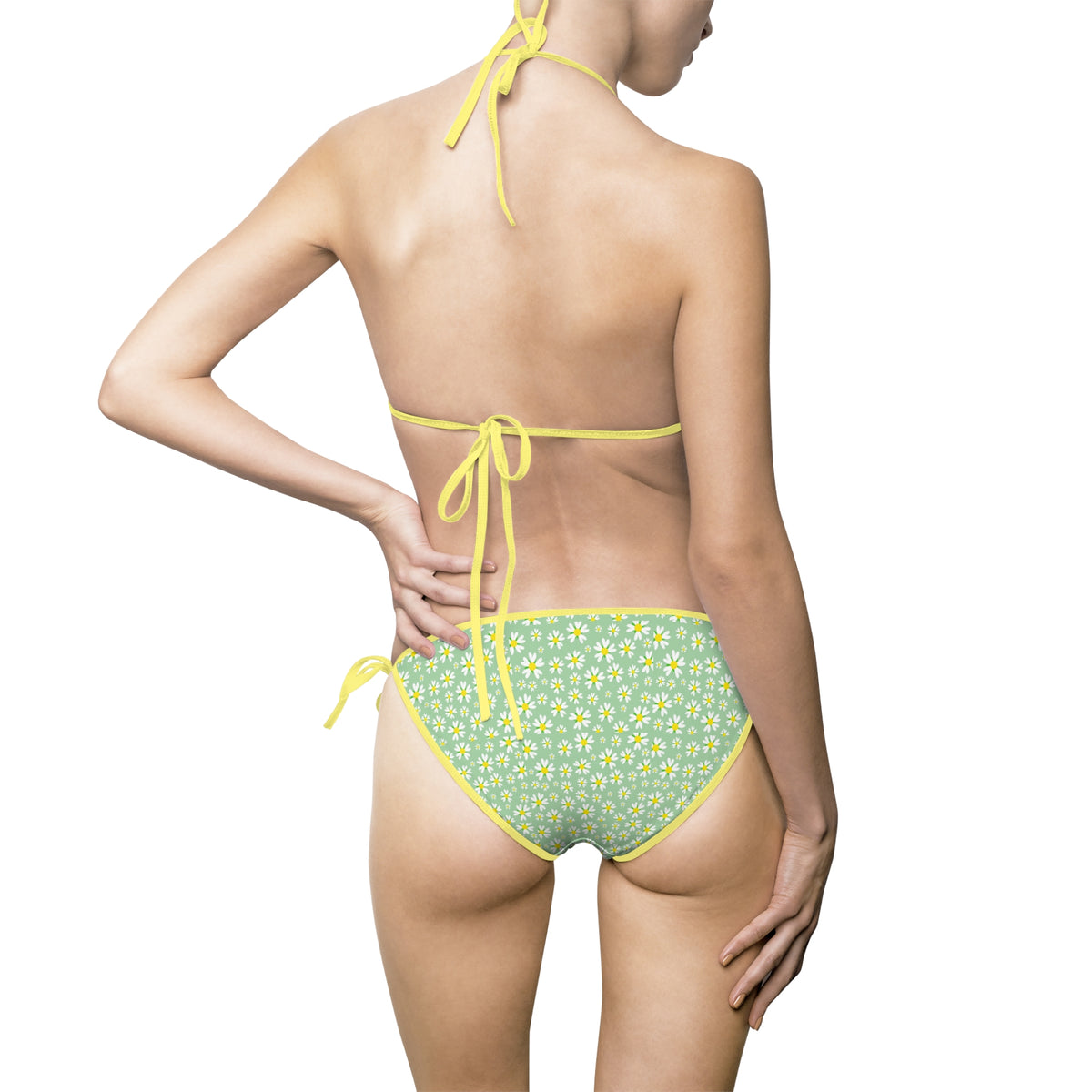Floral Green Bikini Swimsuit, Beachwear, Summer Swimwear, Tropical Vacation, Swim Set, Pool Party Outfit