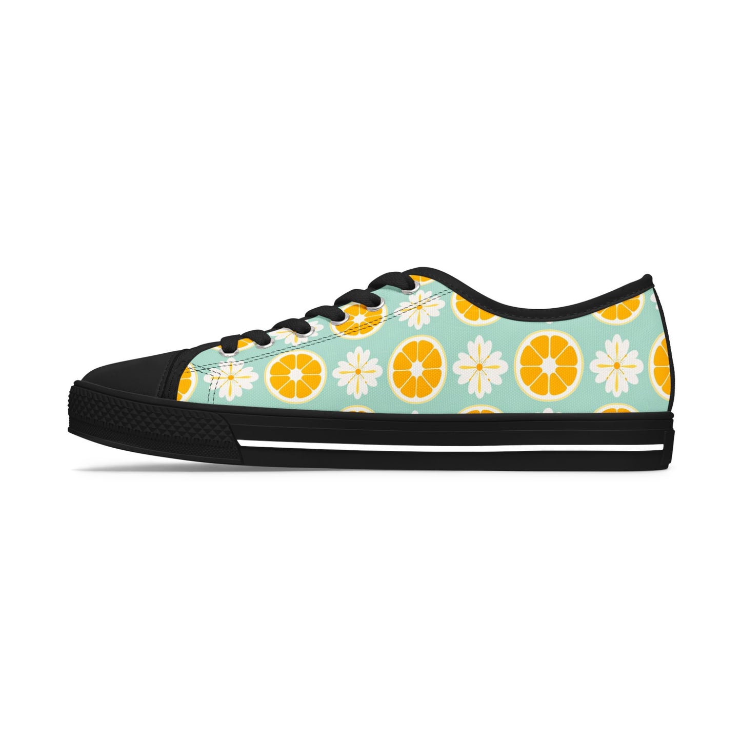 Low Top Sneakers — Retro Citrus & Daisies Pattern