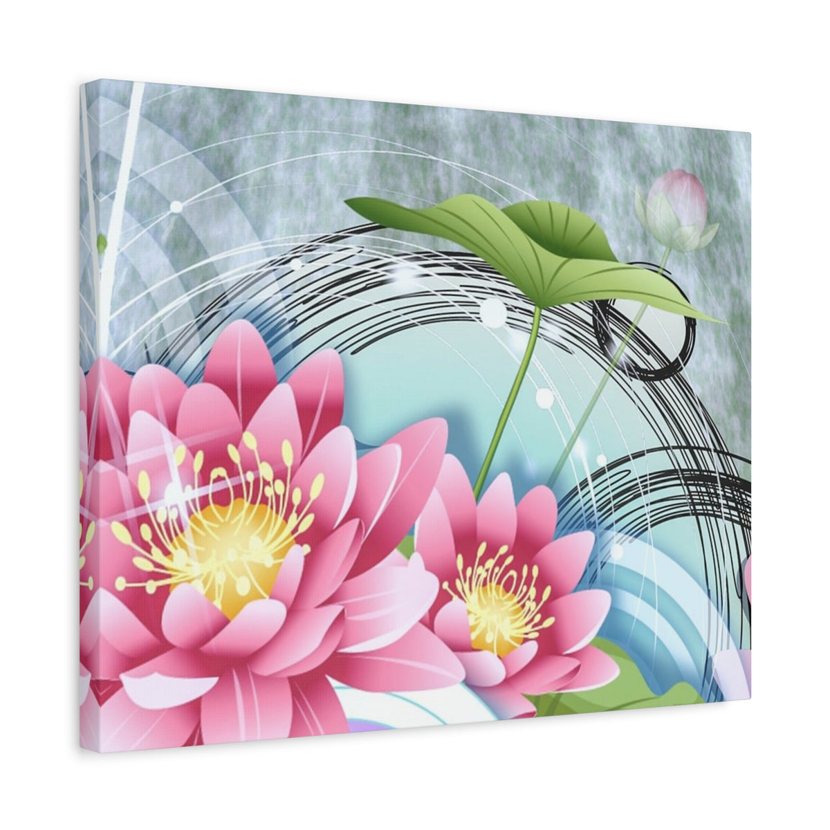 Lotus Blossom Matte Canvas Wall Art — Stretched 1.25" Decorative Print