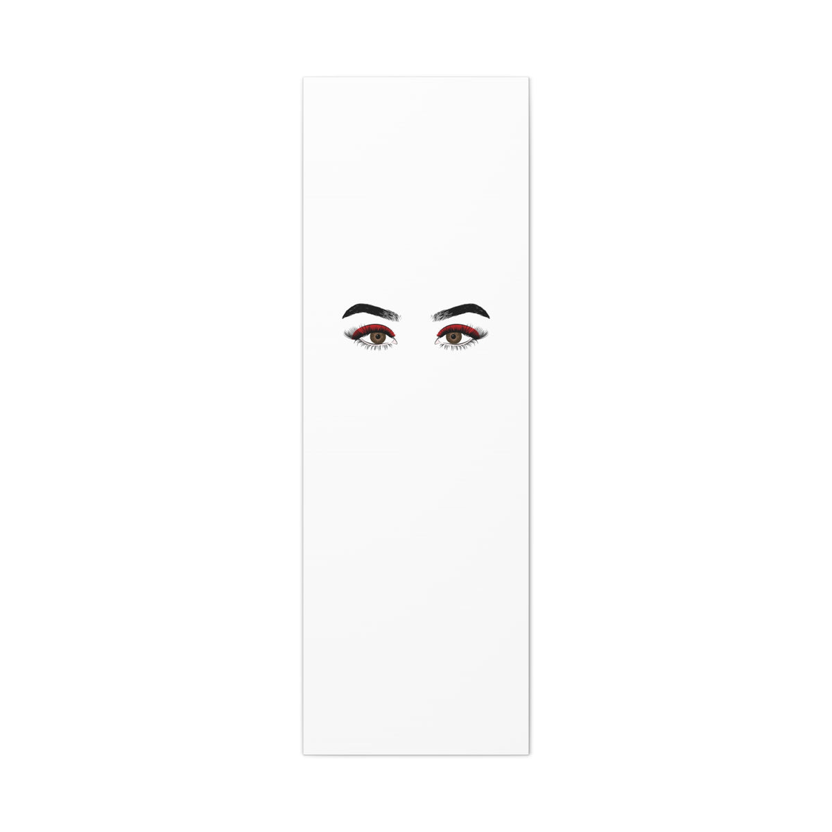 Glam Eyes Matte Canvas Wall Art — Brown Eyes with Red Lashes