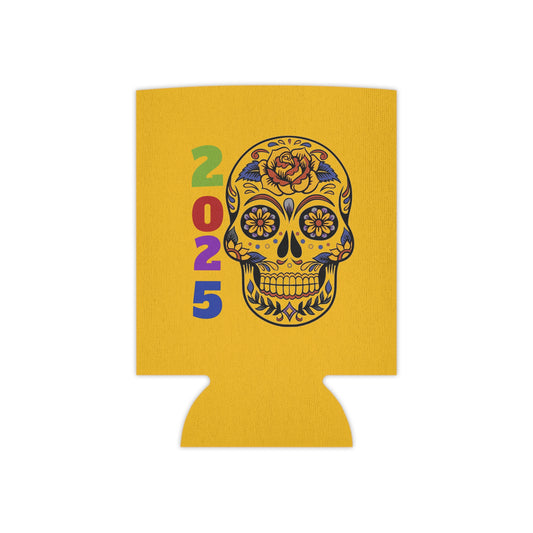 Colorful Skull Can Cooler - 2025 Celebrations, Party Accessory, Gift for Beer Lovers, Dia de los Muertos Decor, Fun Beverage Insulator