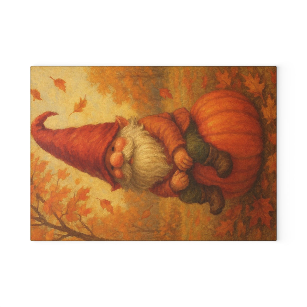 Autumn Gnome Glass Cutting Board, Fall Kitchen Decor, Gnome Themed Gifts, Thanksgiving Serving Board, Harvest Decoration