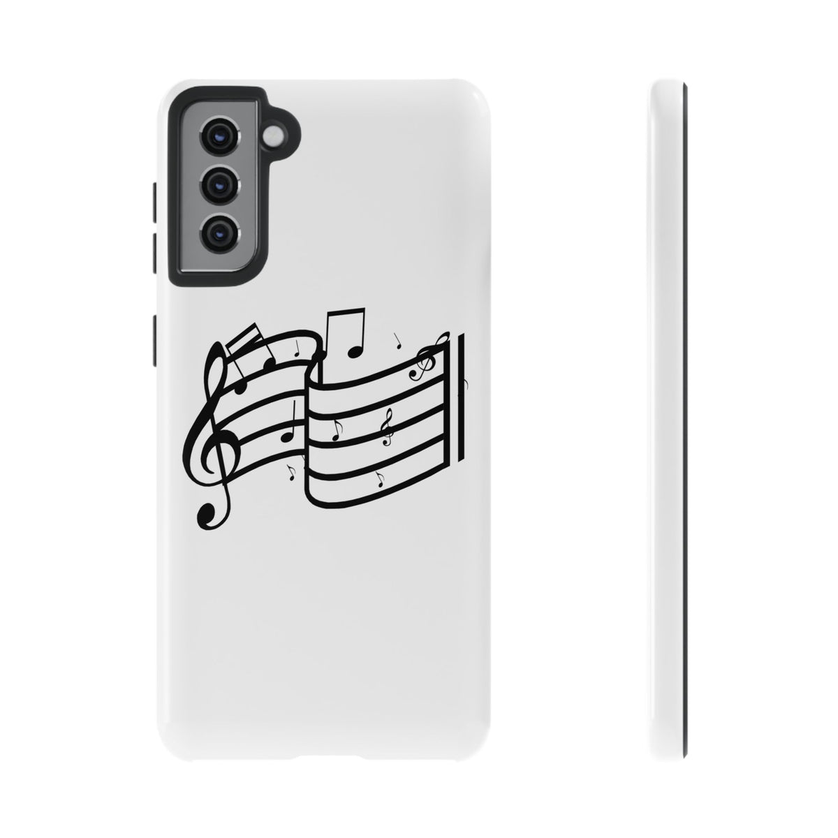 Musical Notes Phone Case — Black Treble Clef Music Staff Tough Case