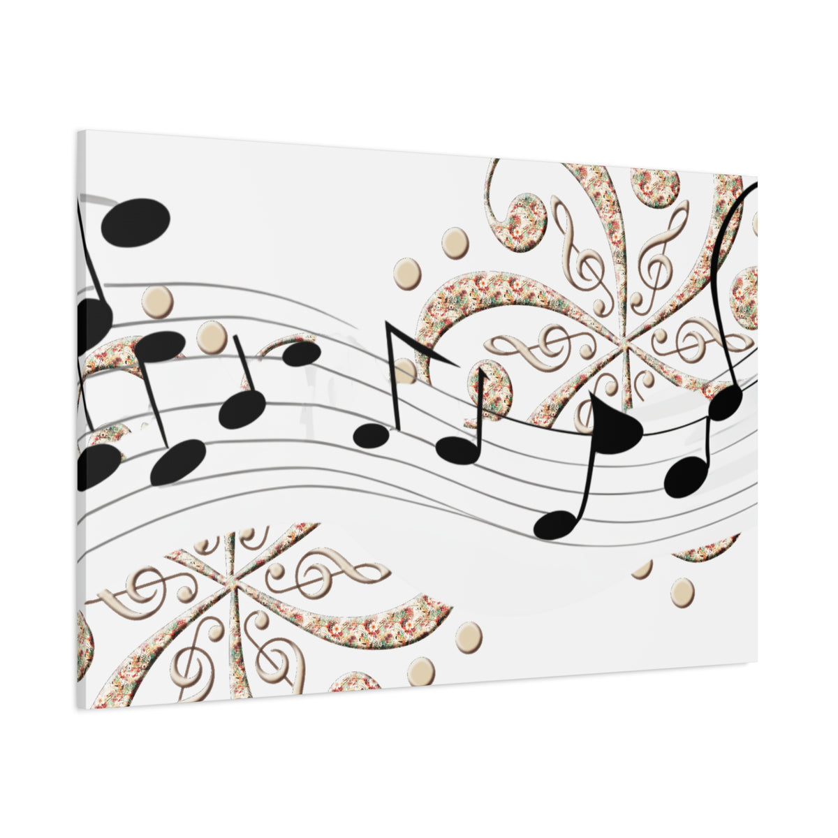 Musical Note Canvas Art, Floral Decor for Home, Music Lover Gift, Wall Art for Musicians, Unique Gift Idea