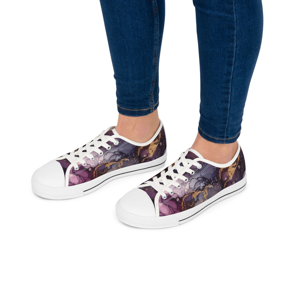 Low Top Sneakers — Purple Marble Galaxy Print