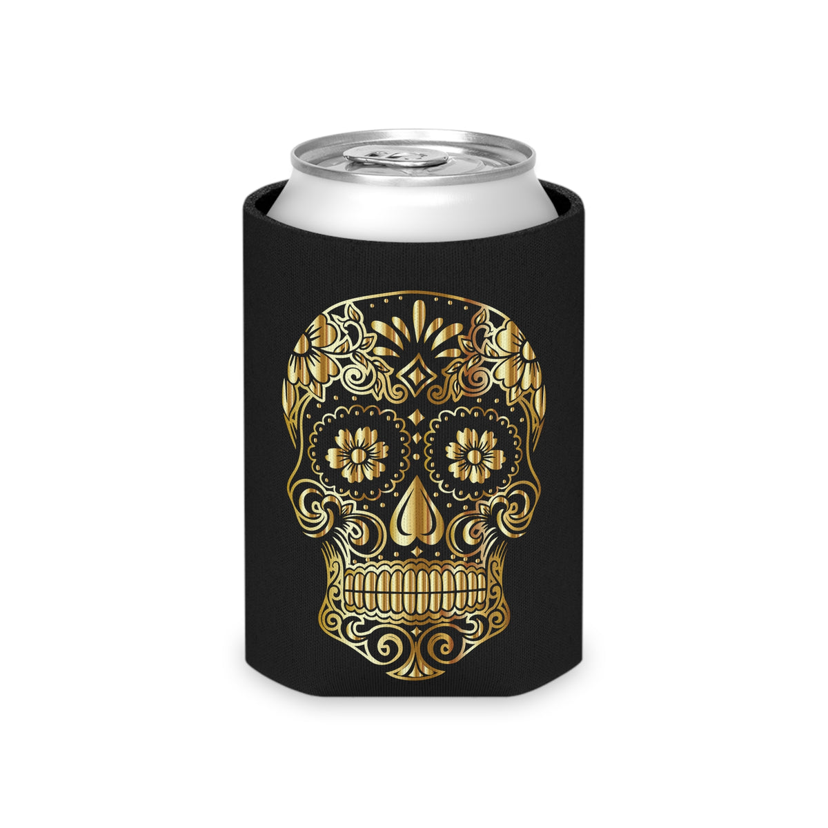 Gorgeous Day of the Dead Skull Can Cooler, Day of the Dead Decor, Beer Sleeve, Fiesta Accessory, Halloween Party Drink Holder
