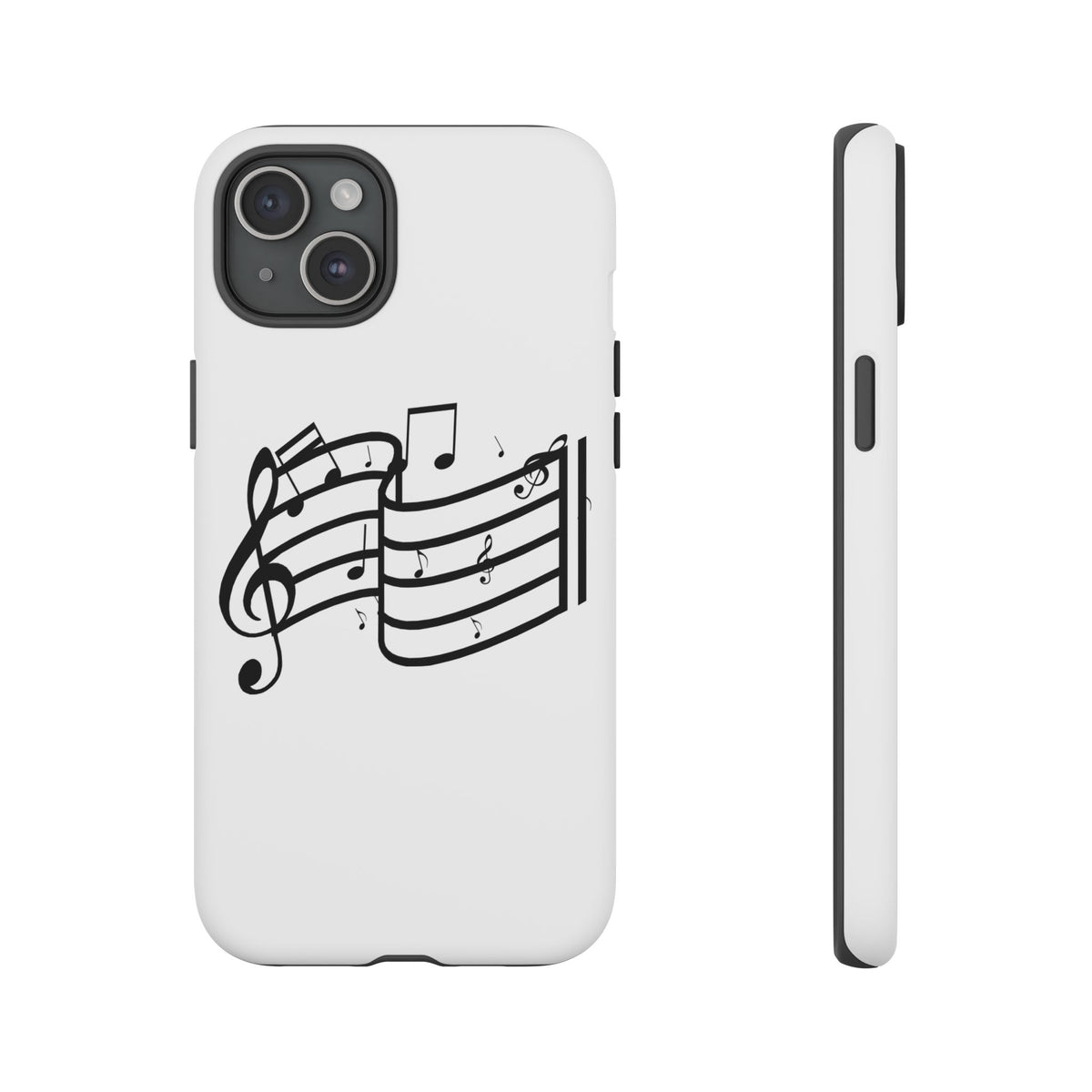 Musical Notes Phone Case — Black Treble Clef Music Staff Tough Case