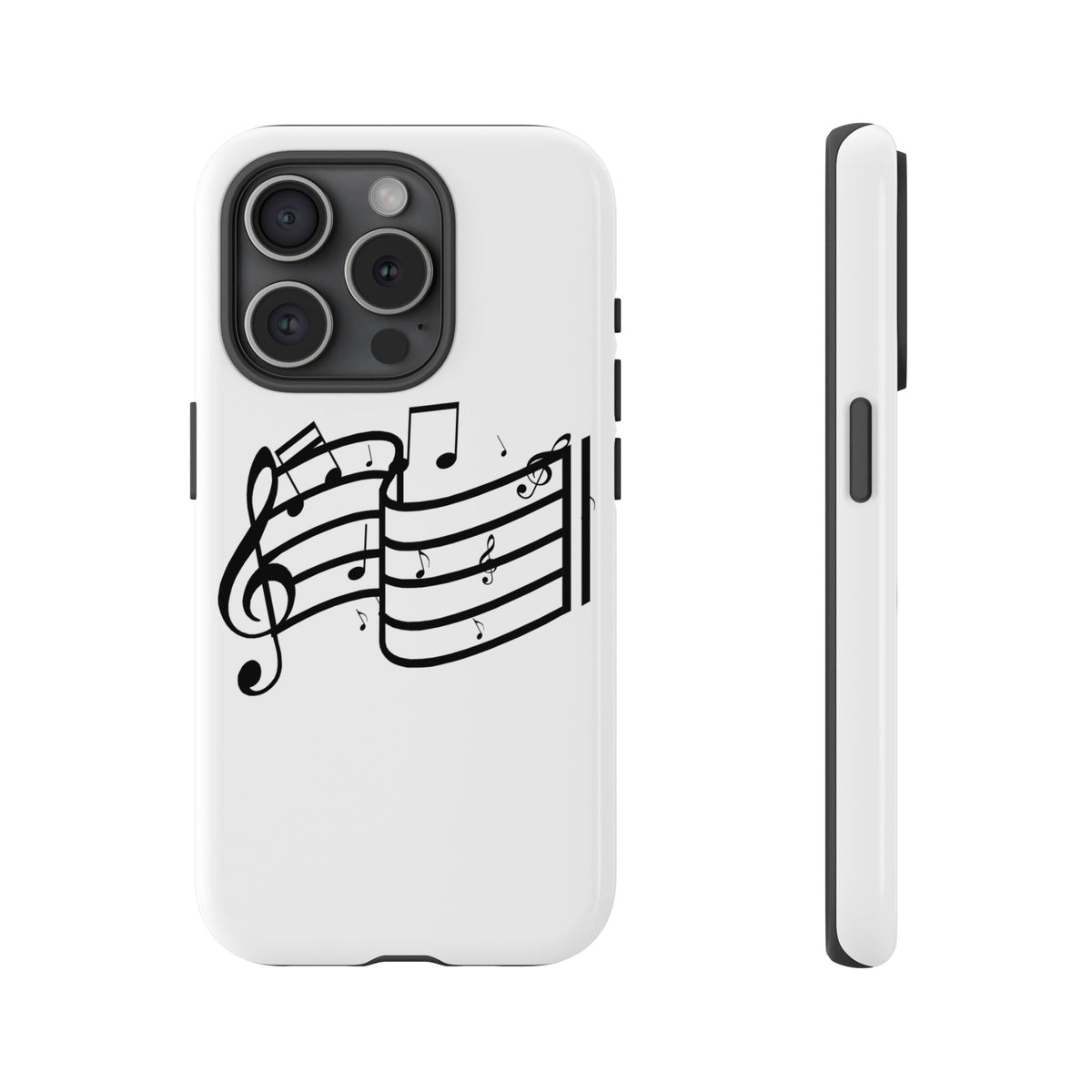 Musical Notes Phone Case — Black Treble Clef Music Staff Tough Case