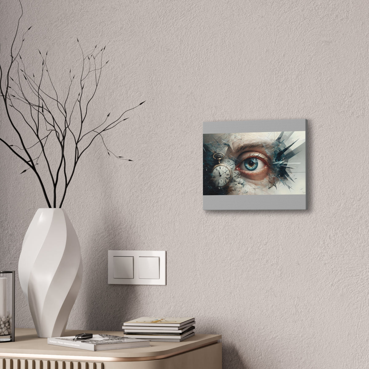 Surreal Canvas Wall Art, Eye with Vintage Clock
