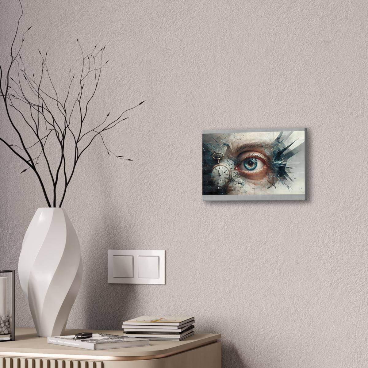 Surreal Canvas Wall Art, Eye with Vintage Clock