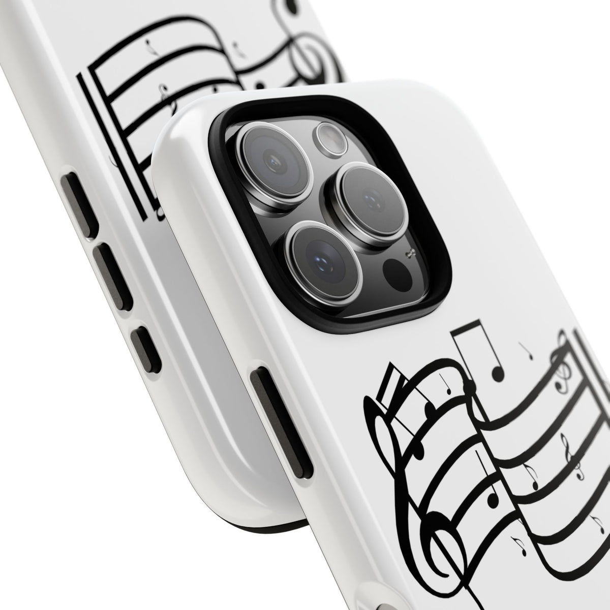 Musical Notes Phone Case — Black Treble Clef Music Staff Tough Case