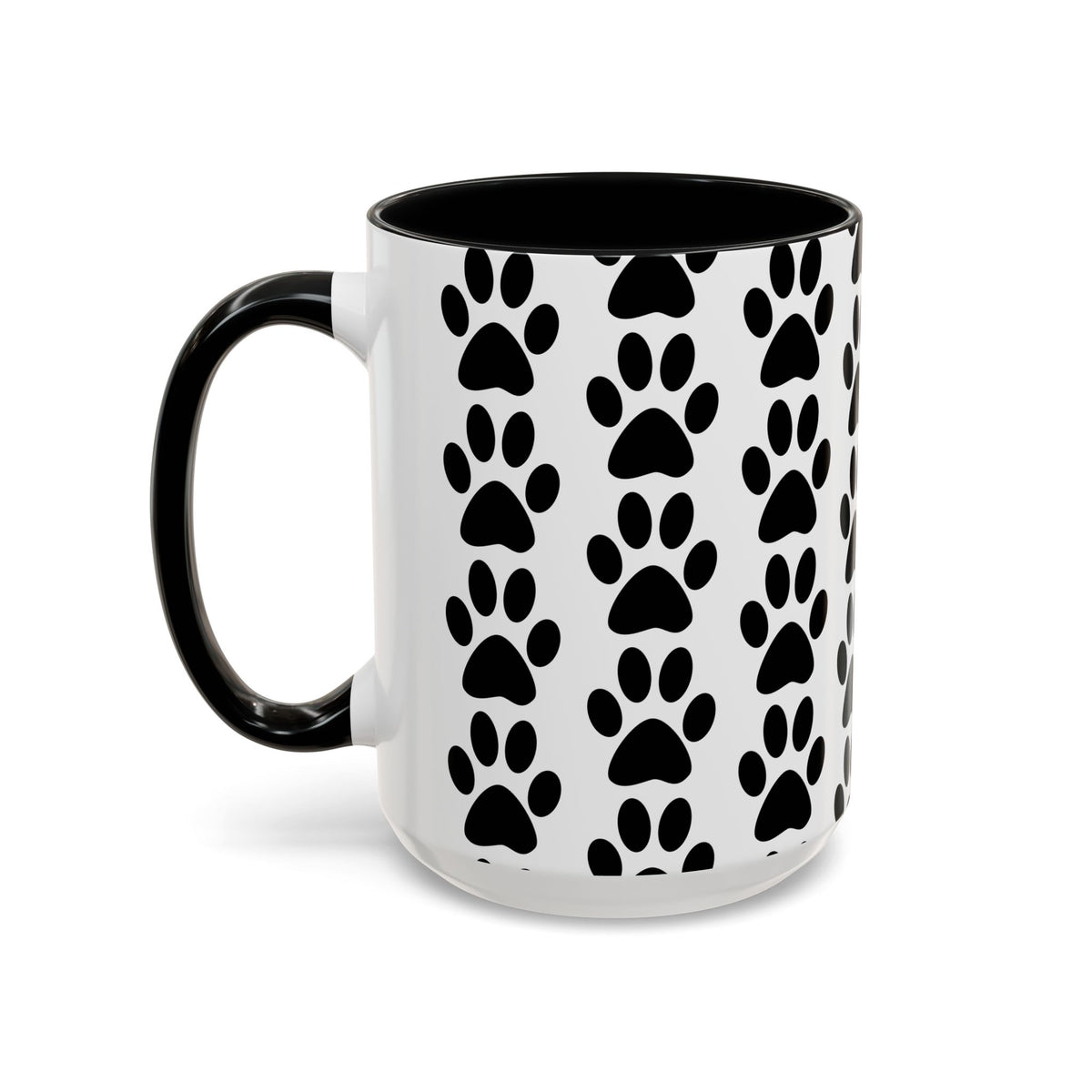 Paw Print Accent Coffee Mug - Dog Lover Gift, Black and White Pet Mug, Cute Animal Decor, Personalized Pet Owner Present, Coffee Tea Cup