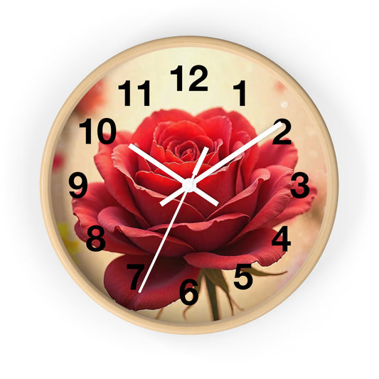 Rose Floral Wall Clock, Elegant Home Decor, Gift for Garden Lovers, Timeless Rose Design for Mother's Day, Vintage Clock