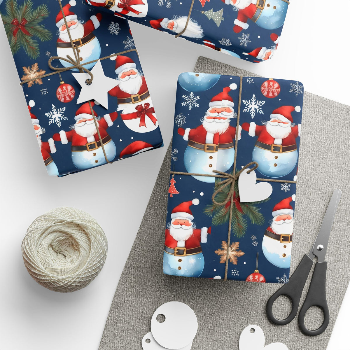Christmas Snowman & Santa Wrapping Paper Roll — Festive Holiday Gift Wrap