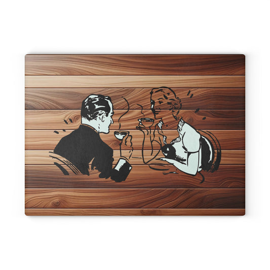 Vintage Romance Glass Cutting Board, Kitchen Decor, Wedding Gift, Culinary Art, Home Entertaining