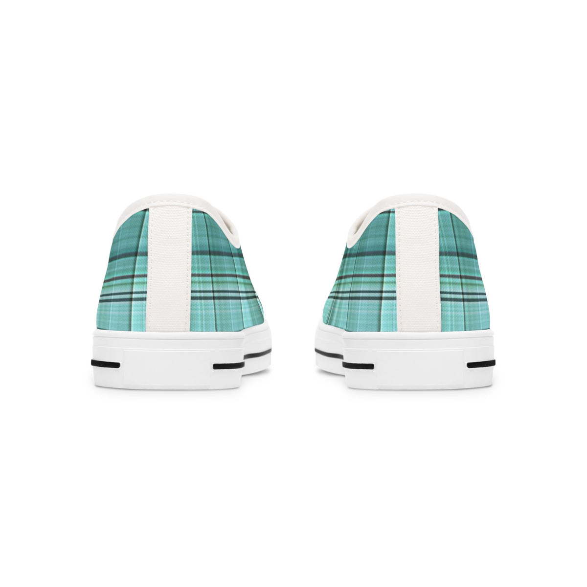 Teal Plaid Women's Low Top Sneakers — Casual Retro Style for Everyday Wear