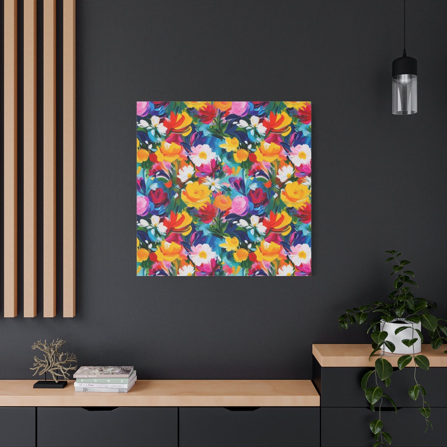 Vibrant Floral Matte Canvas Wall Art — Colorful Garden Print, Stretched 1.25"