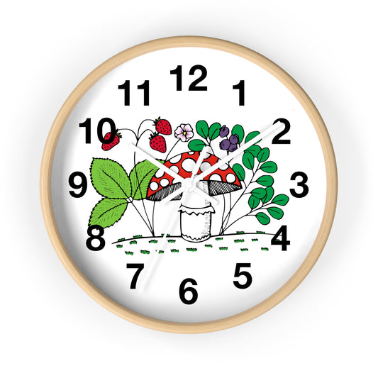 Whimsical Mushroom Wall Clock - Enchanting Home Decor, Boho Aesthetic, Unique Gift for Nature Lovers, Kids Room, Garden Theme