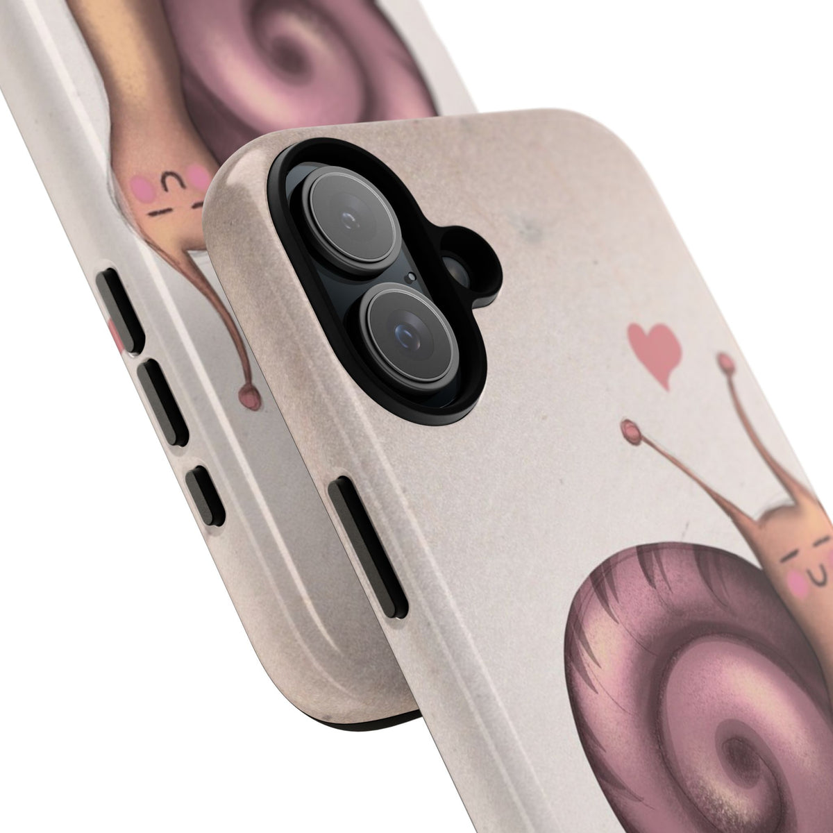 Cute Snail Phone Case — Pink Heart Cartoon Protective iPhone Cover