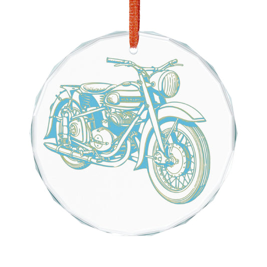 Vintage Motorcycle Crystal Ornament — Retro Bike Holiday Decoration