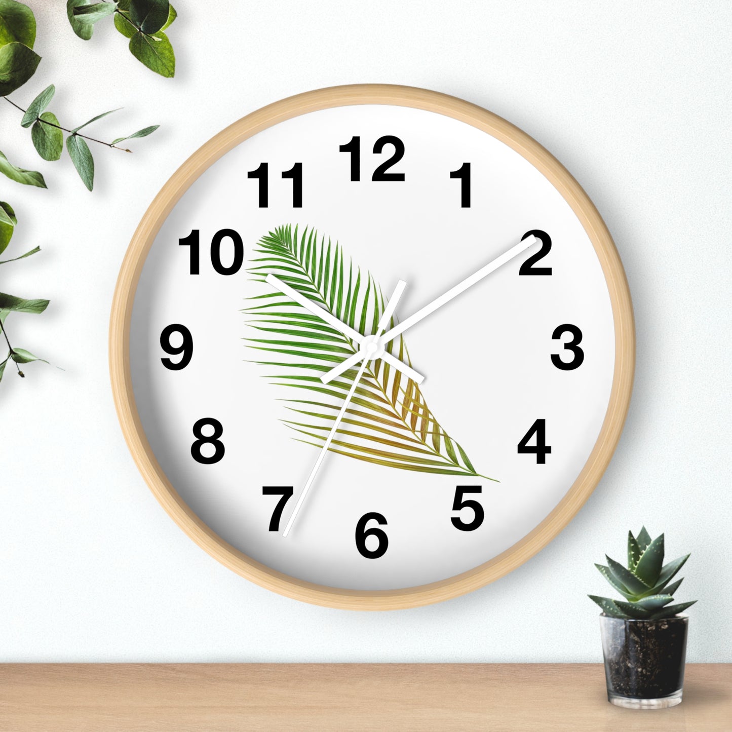 Tropical Palm Leaf Wall Clock – Minimal Botanical Home Decor