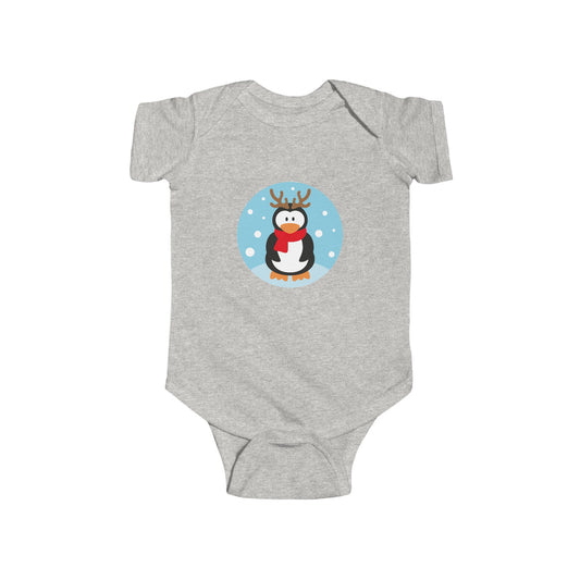 Infant Penguin Reindeer Bodysuit — Cute Holiday Baby Onesie