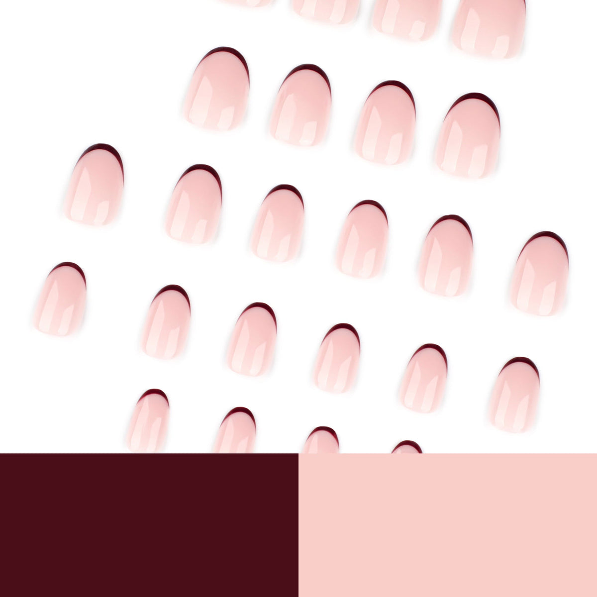 Minimal Burgundy French Tip Press On Nails – Image 4