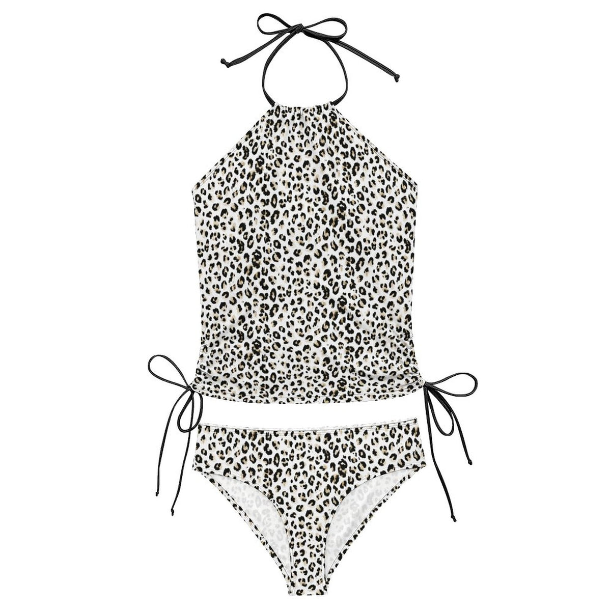 2-Piece Women's Tankini Set with High Neck Halter Top