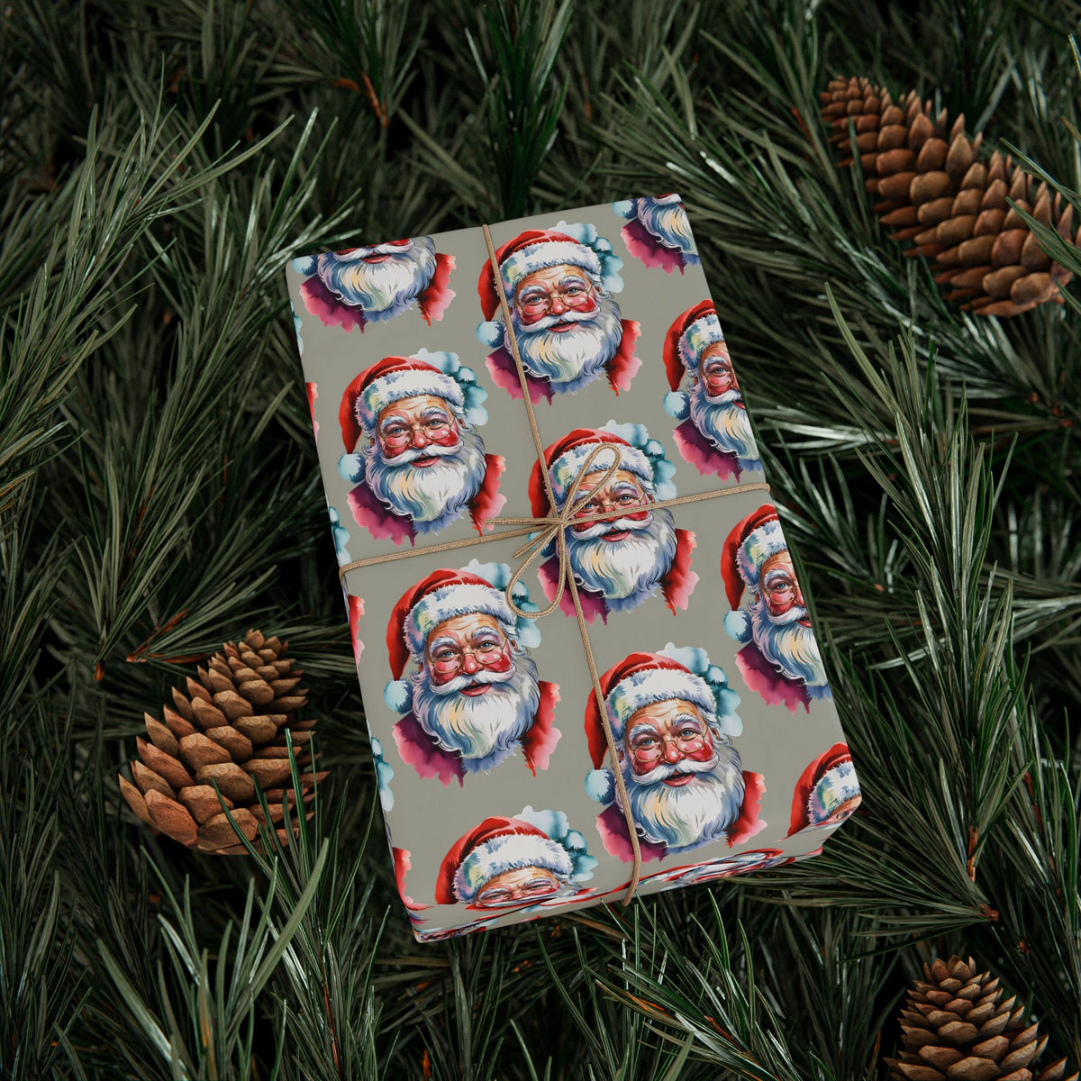 Santa Face Wrapping Paper Roll — Festive Holiday Gift Wrap