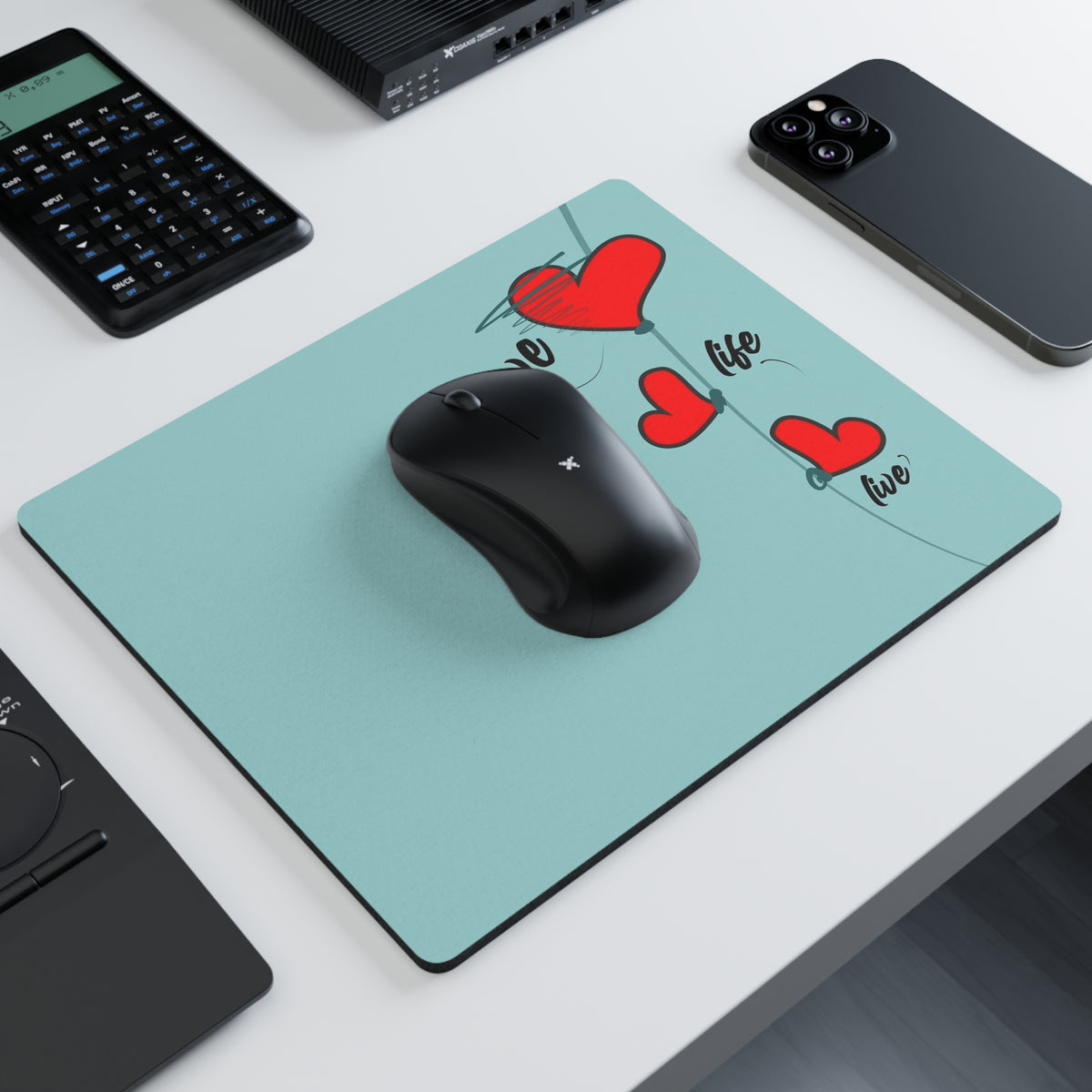 Love Life Hearts Rectangular Mouse Pad