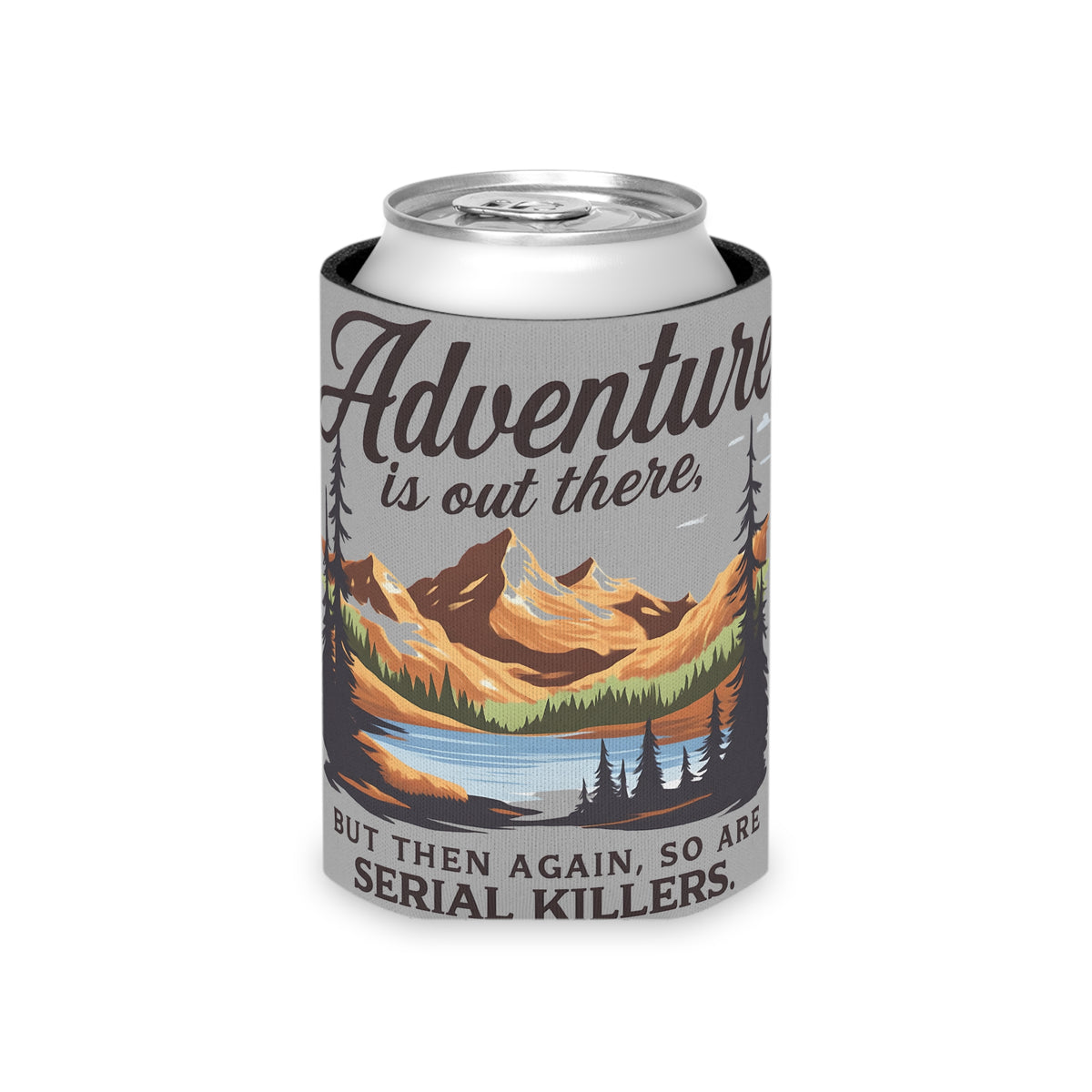 Adventure Can Cooler, Outdoor Party Insulator, Camping Gifts, Funny Drink Holder, Wilderness Themed Cooler
