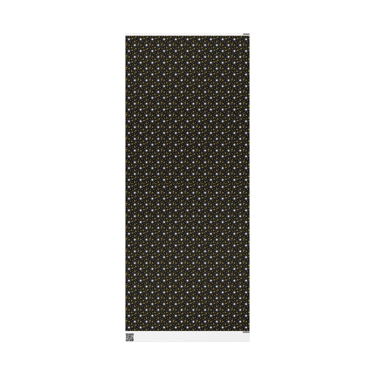 Sunflower Doodles Wrapping Paper Roll — Black & Yellow Floral Gift Wrap