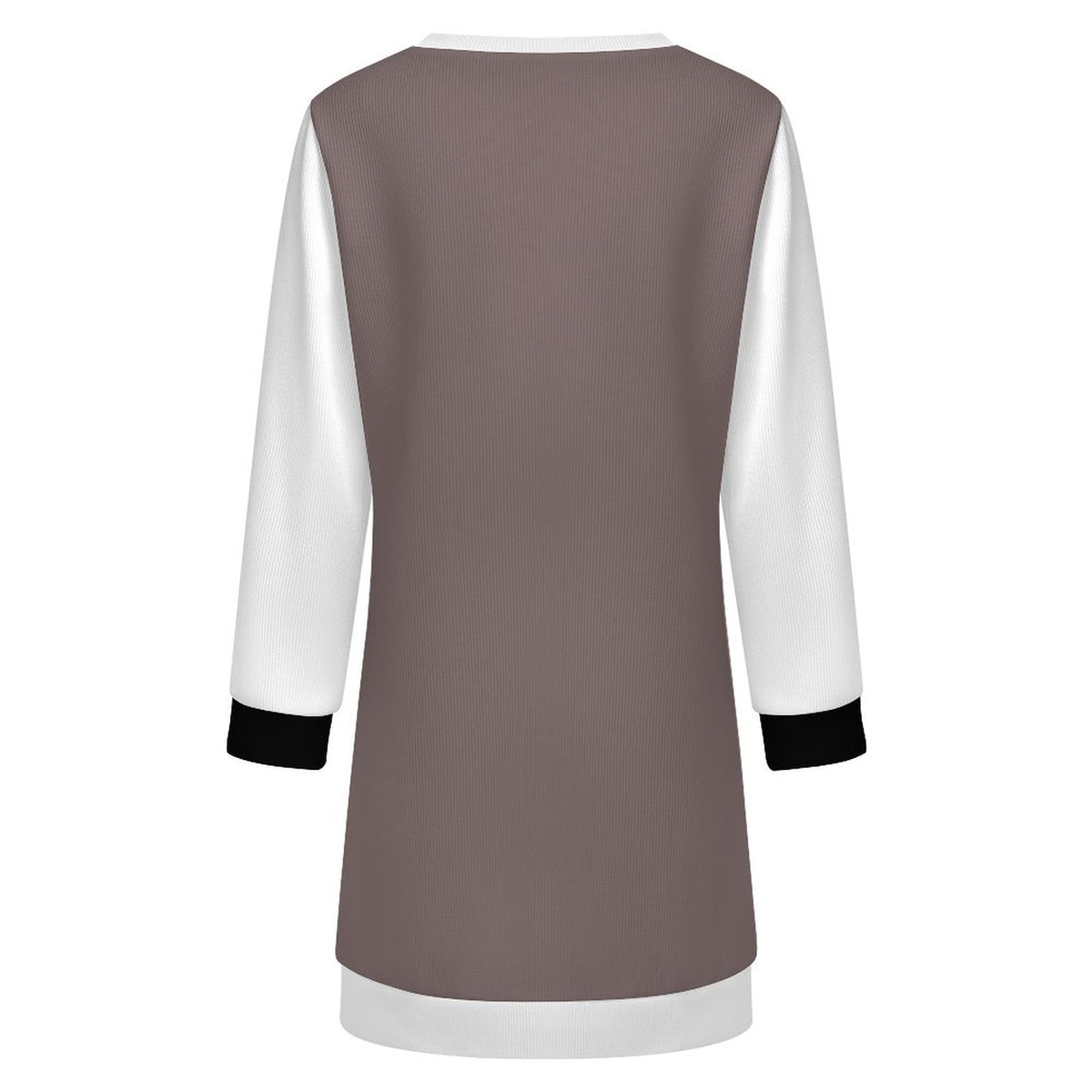 Women's Long Sleeve Sweater Dress Tan, Black and White