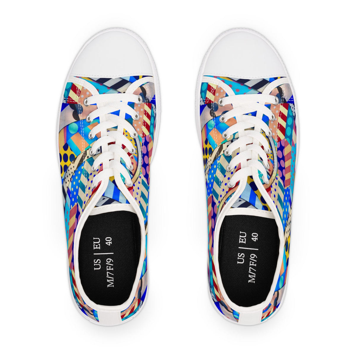 Colorful Abstract Pattern Low Top Sneakers – Bold Geometric Print