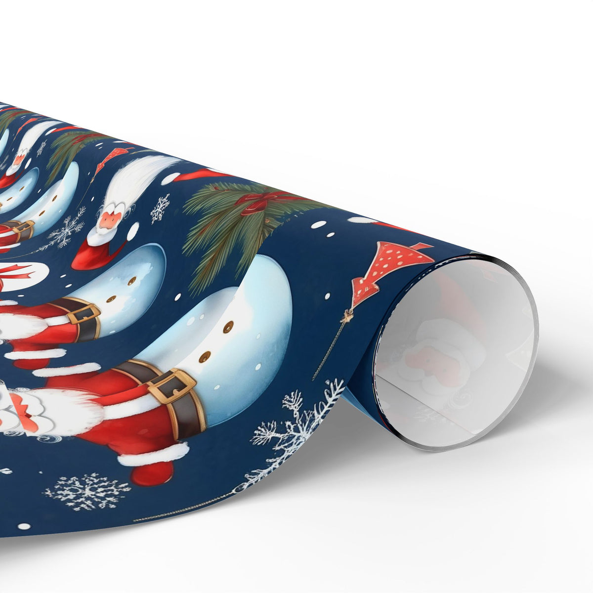 Christmas Snowman & Santa Wrapping Paper Roll — Festive Holiday Gift Wrap