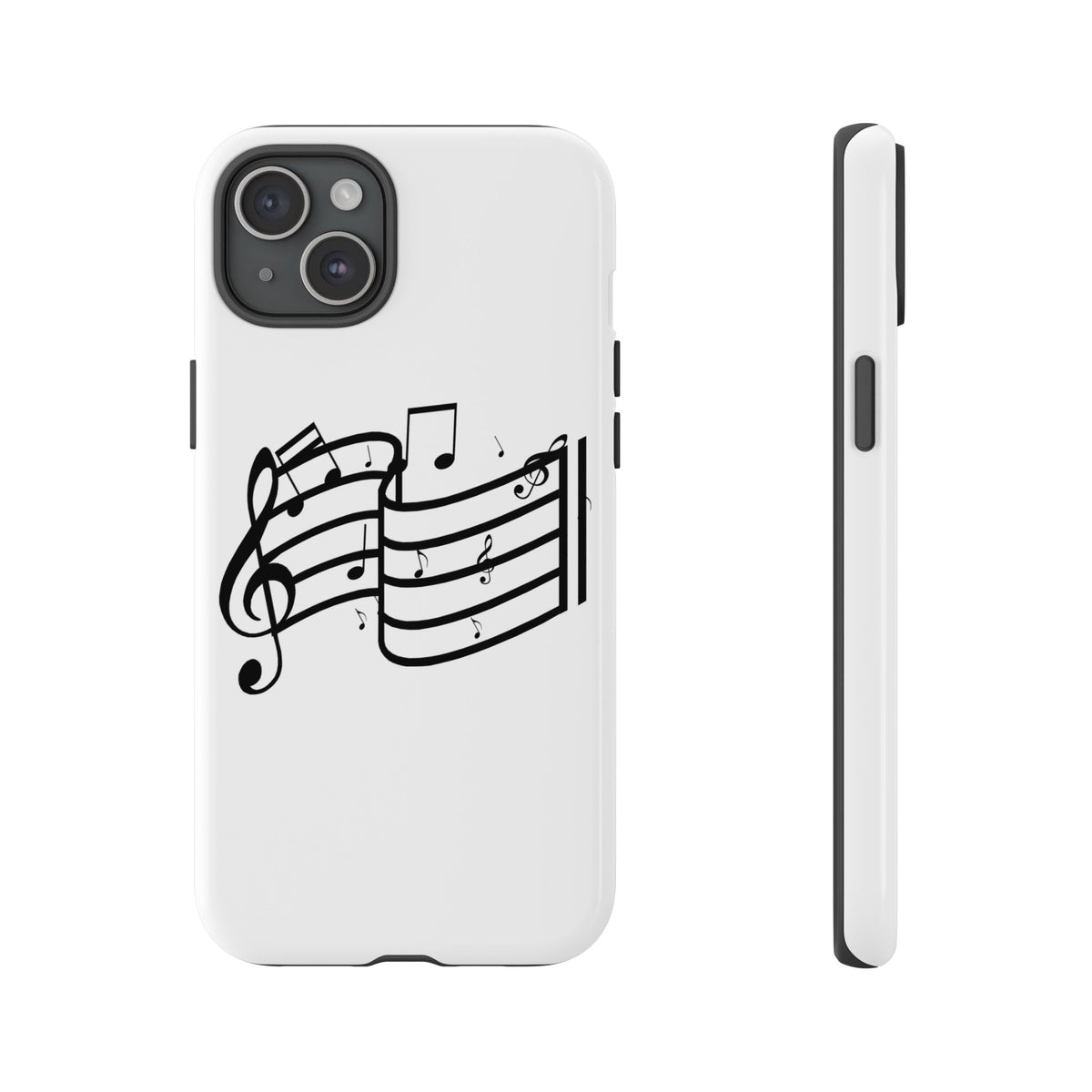 Musical Notes Phone Case — Black Treble Clef Music Staff Tough Case