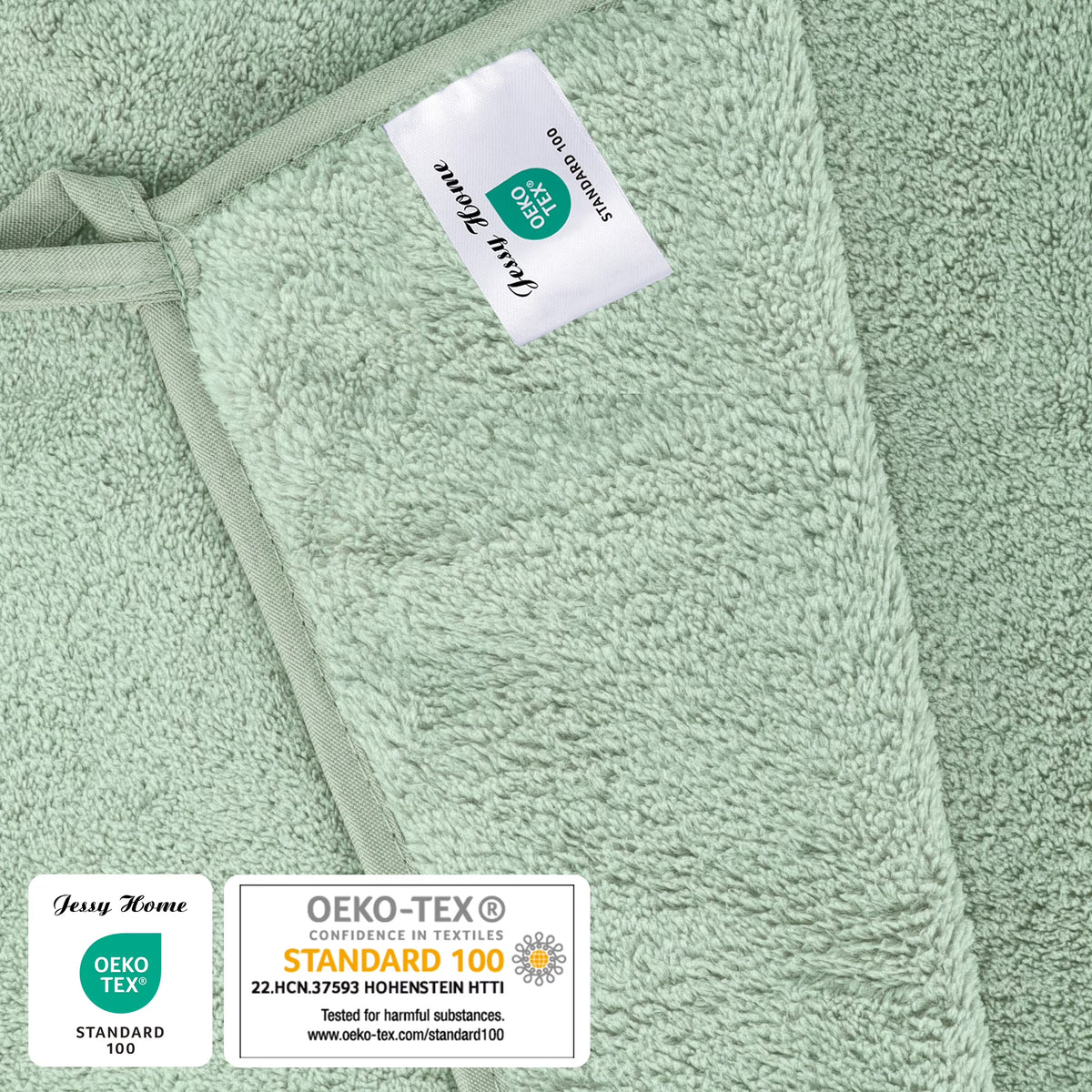 Jessy Home 8 Piece Home Collection Ultra Soft Cozy Towels 700 GSM Light Green Plush Towel Set