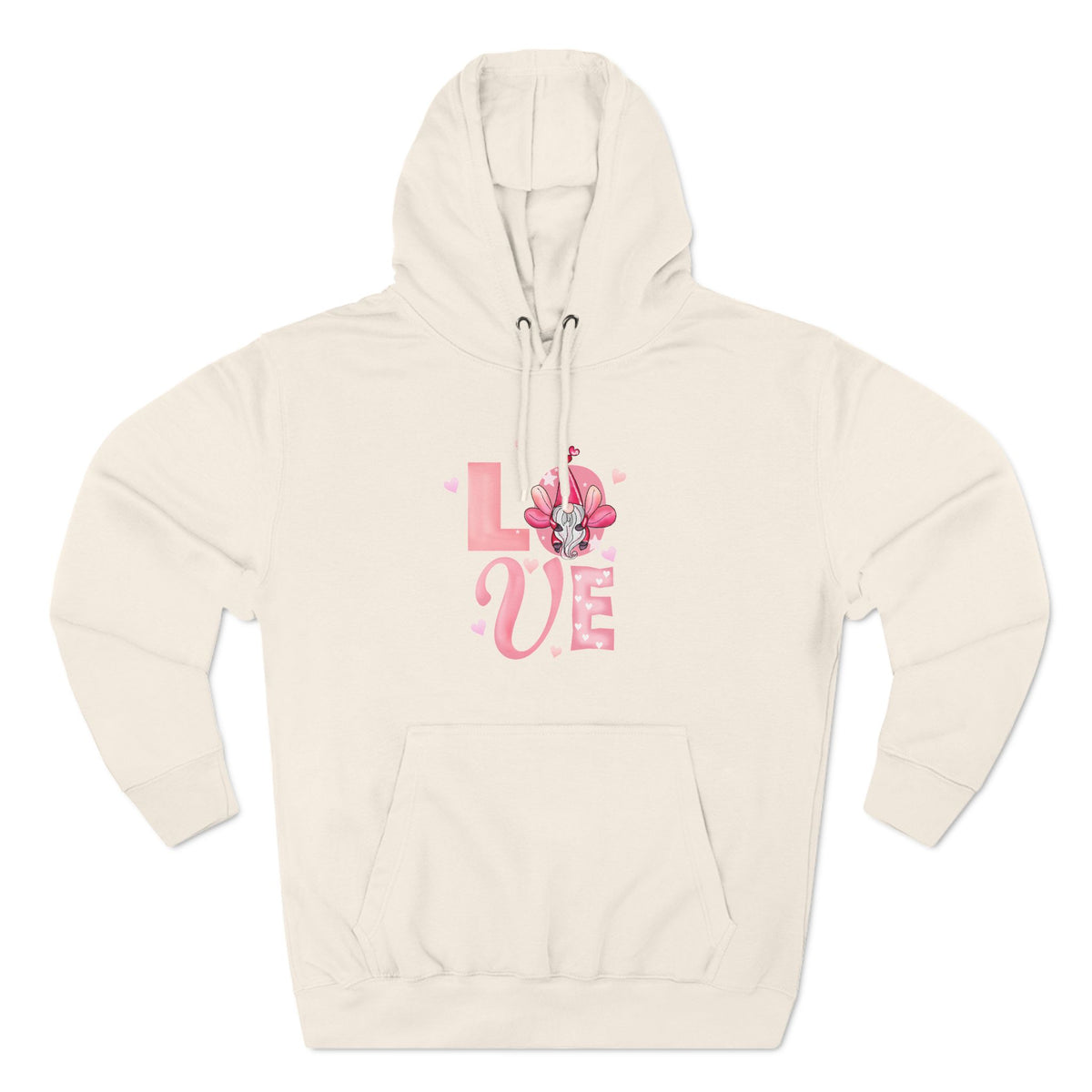 Love Blossom Hoodie — Pink Floral "LOVE" Graphic Fleece Hoodie