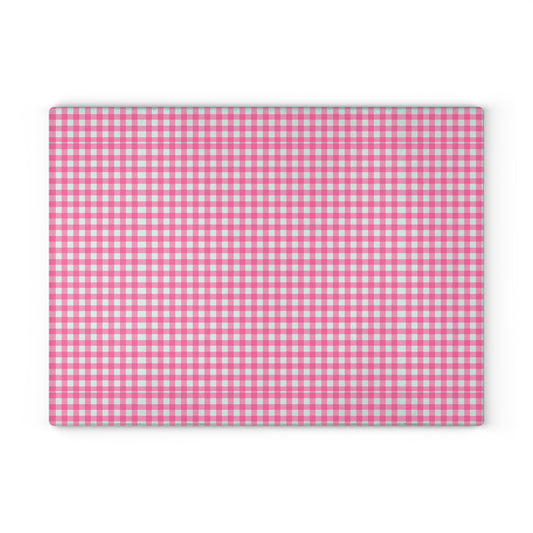 Pink Gingham Glass Cutting Board, Kitchen Decor, Cooking Gift, Housewarming Present, Farmhouse Style, Wedding Gift, Home Cook Essentials
