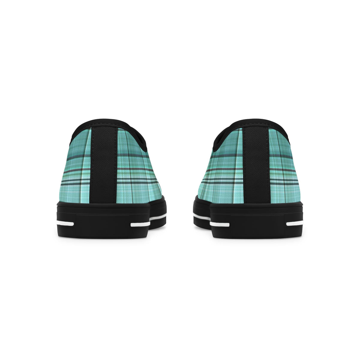Teal Plaid Women's Low Top Sneakers — Casual Retro Style for Everyday Wear
