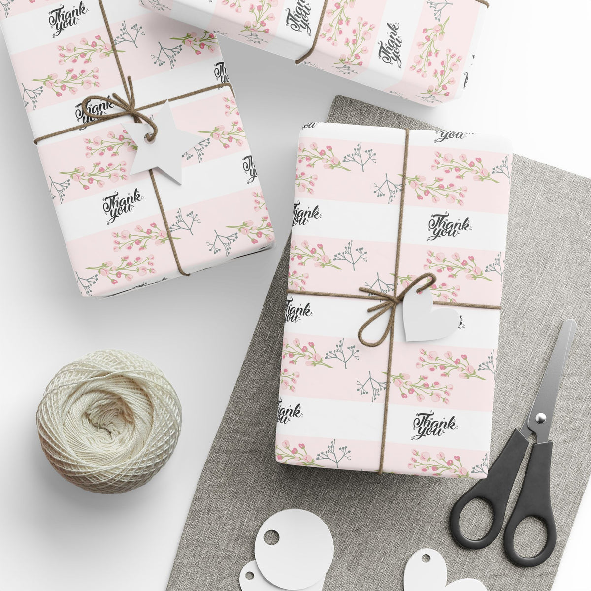 Floral Pink Thank you Wrapping Paper Roll