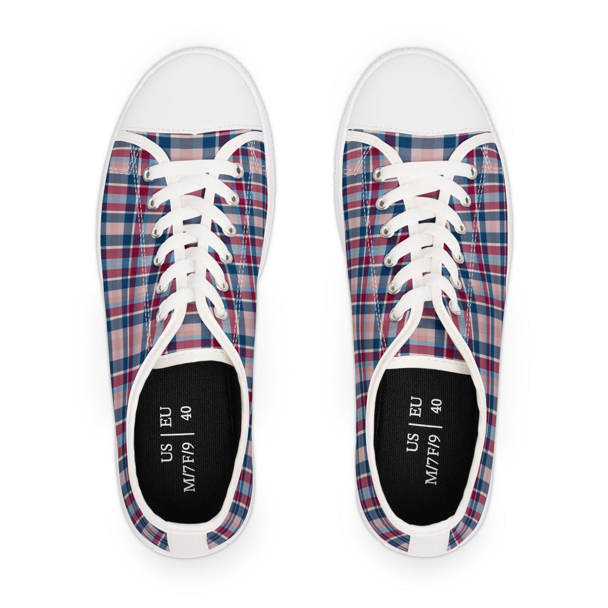 Plaid Low Top Sneakers — Casual Canvas Shoes