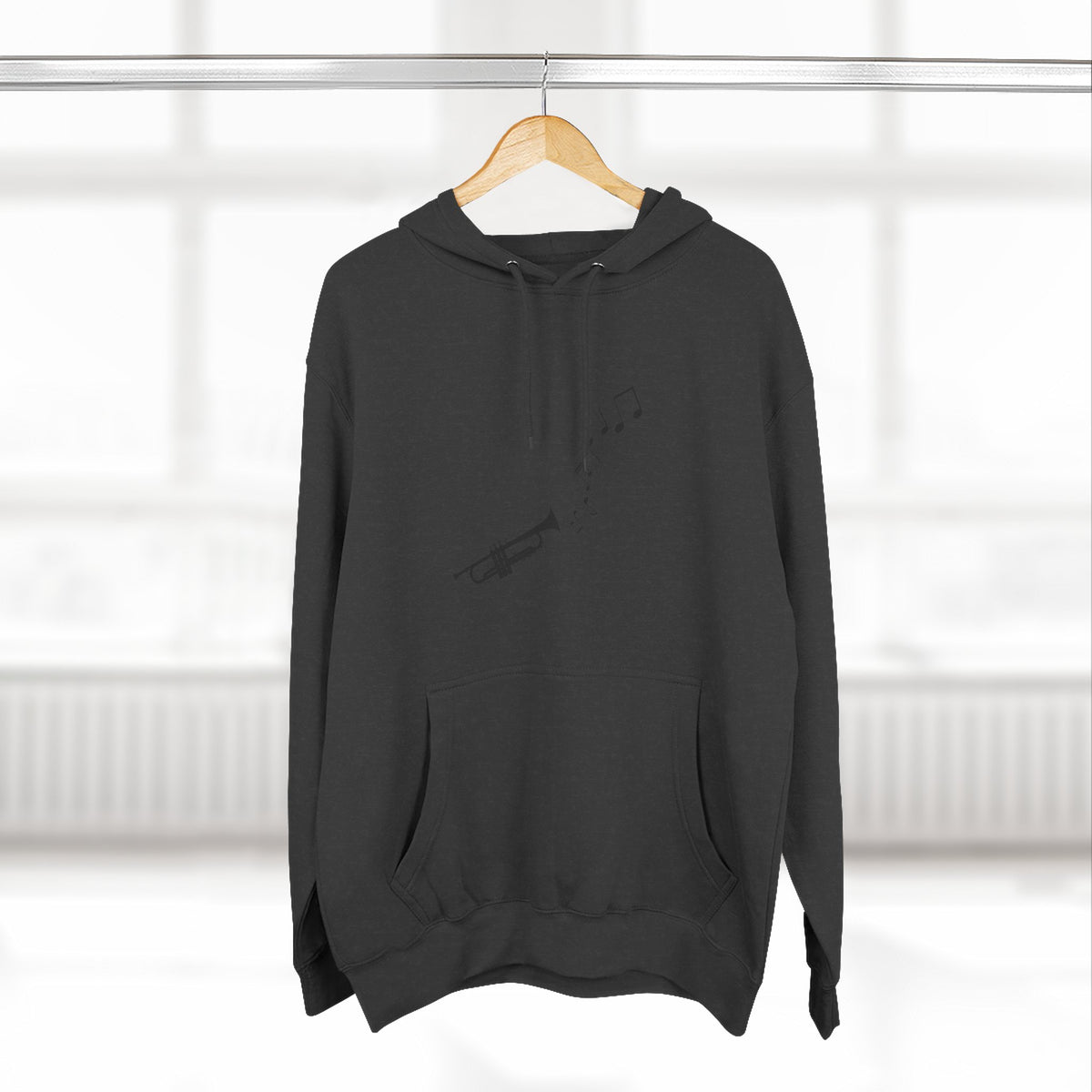 Trumpet Music Notes Hoodie — Minimalist Jazz Instrument Pullover