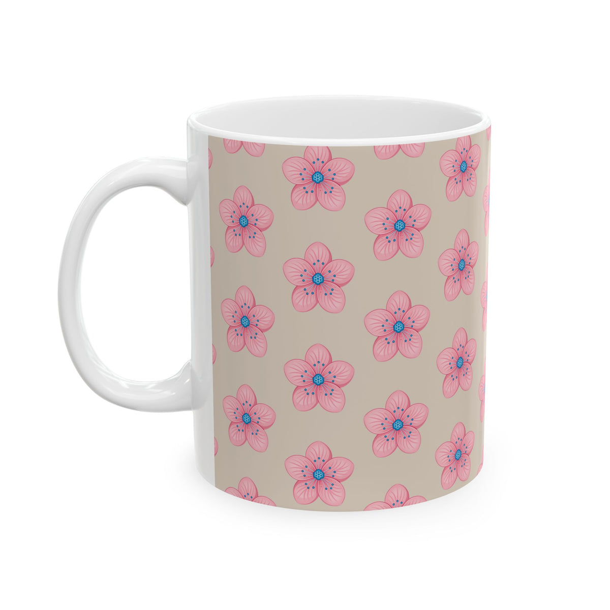 Pink Floral Ceramic Mug | Cute Coffee Cup for Flower Lovers, Tea Lovers, Gift for Her, Mother's Day, Birthday