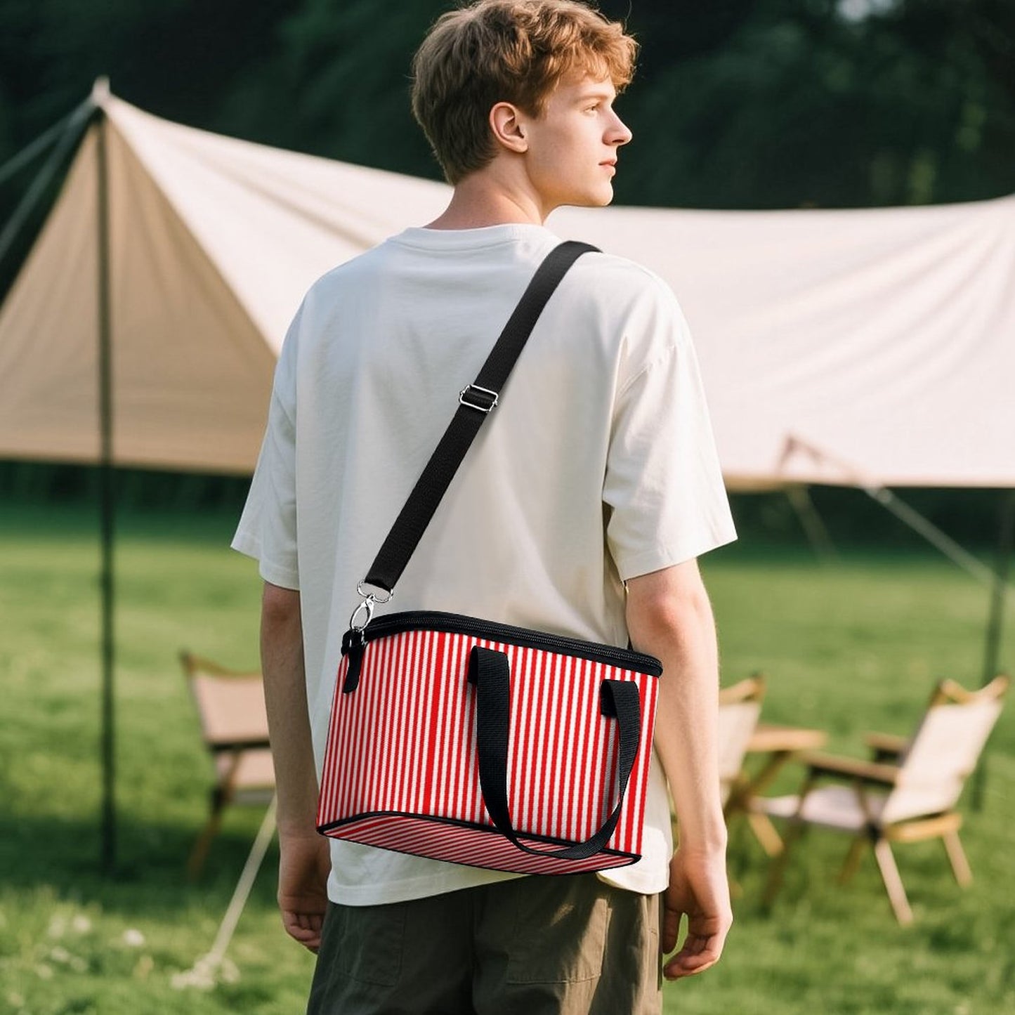 Portable Cooler/lunch bag - Red and white