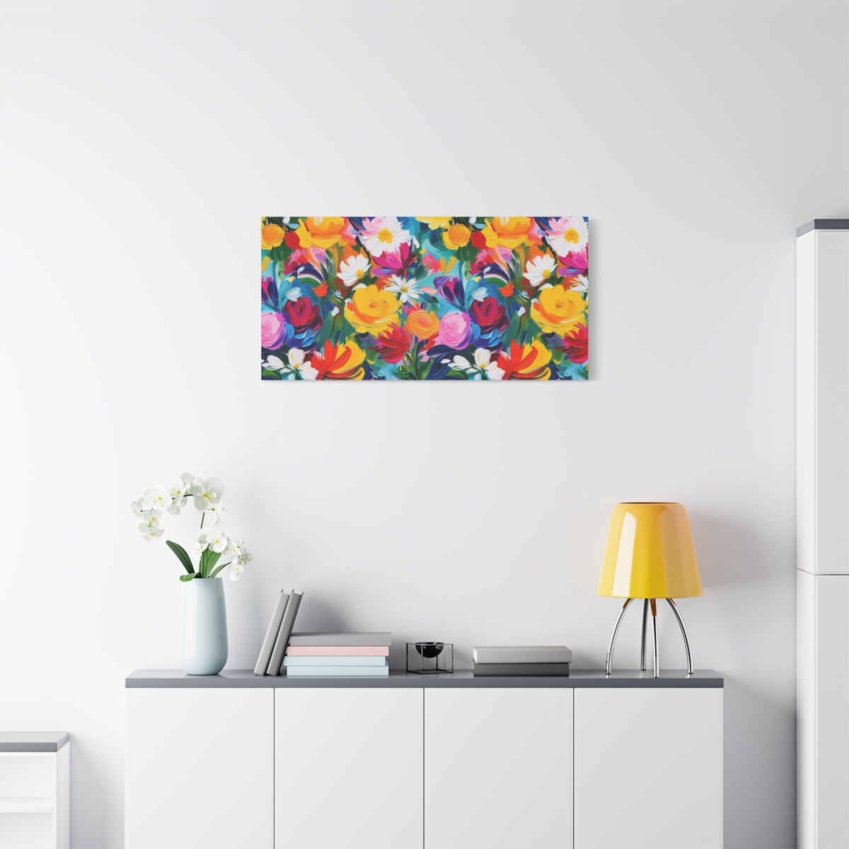 Vibrant Floral Matte Canvas Wall Art — Colorful Garden Print, Stretched 1.25"