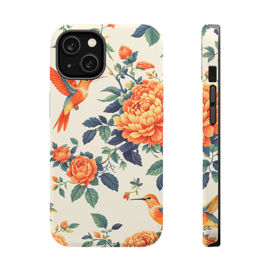 Floral Hummingbird Magnetic Phone Case — Impact-Resistant Protective Cover