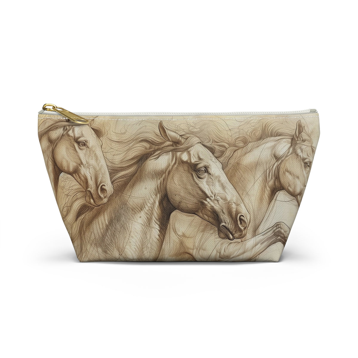 Horse Run Accessory Pouch — Equestrian Makeup & Travel T-Bottom Bag