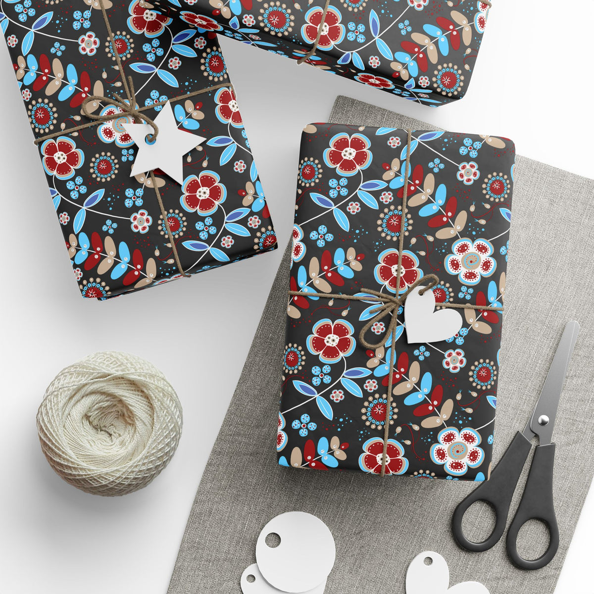 Festive Wrapping Paper Roll, Colorful Floral Gift Wrap for Holidays, Birthdays, Special Occasions, Unique Christmas Gift Wrap
